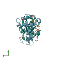 PDB entry 5nrv coloured by chain, side view.