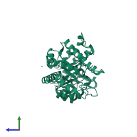 PDB entry 5nry coloured by chain, side view.