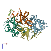 PDB entry 5ns4 coloured by chain, top view.