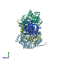 PDB entry 5nsf coloured by chain, side view.