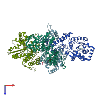 PDB entry 5nsf coloured by chain, top view.