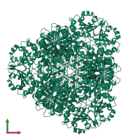 Homo hexameric assembly 2 of PDB entry 5nsm coloured by chemically distinct molecules, front view.