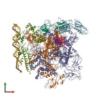 PDB entry 5nsr coloured by chain, front view.