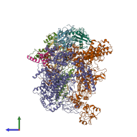 PDB entry 5nsr coloured by chain, side view.