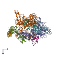 PDB entry 5nsr coloured by chain, top view.