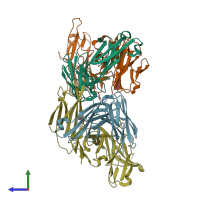 PDB entry 5nst coloured by chain, side view.