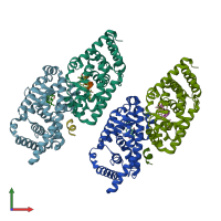 PDB entry 5ntn coloured by chain, front view.