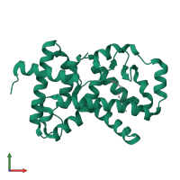 Nuclear receptor ROR-gamma in PDB entry 5ntp, assembly 1, front view.