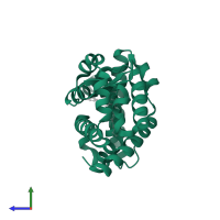 Nuclear receptor ROR-gamma in PDB entry 5ntp, assembly 1, side view.