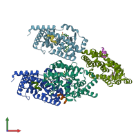 PDB entry 5ntw coloured by chain, front view.