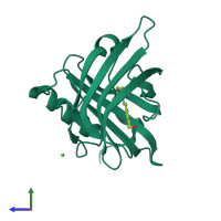 PDB entry 5nu7 coloured by chain, side view.