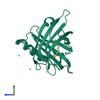 PDB entry 5nu8 coloured by chain, side view.