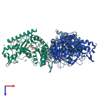 PDB entry 5nuf coloured by chain, top view.