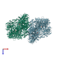 PDB entry 5nug coloured by chain, top view.