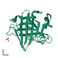PDB entry 5num coloured by chain, front view.