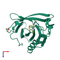 PDB entry 5num coloured by chain, top view.
