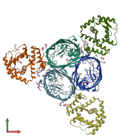 PDB entry 5nuo coloured by chain, front view.