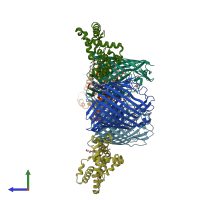 PDB entry 5nuo coloured by chain, side view.