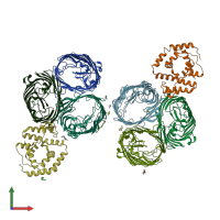 PDB entry 5nuq coloured by chain, front view.