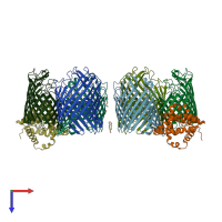 PDB entry 5nuq coloured by chain, top view.
