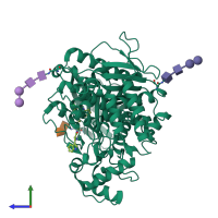 PDB entry 5nuu coloured by chain, side view.