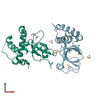 PDB entry 5nv7 coloured by chain, front view.