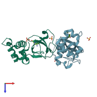 PDB entry 5nv7 coloured by chain, top view.