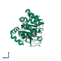 PDB entry 5nv8 coloured by chain, side view.