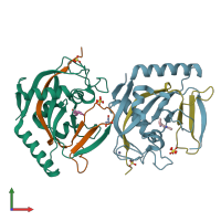 PDB entry 5nvf coloured by chain, front view.