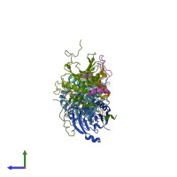 PDB entry 5nvk coloured by chain, side view.