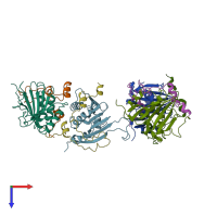 PDB entry 5nvk coloured by chain, top view.