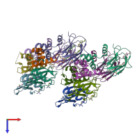 PDB entry 5nvw coloured by chain, top view.