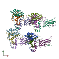 PDB entry 5nw0 coloured by chain, front view.