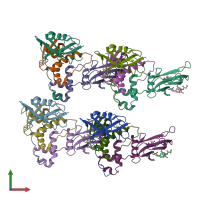 PDB entry 5nw1 coloured by chain, front view.