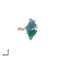 PDB entry 5nw5 coloured by chain, side view.