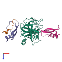 PDB entry 5nx1 coloured by chain, top view.