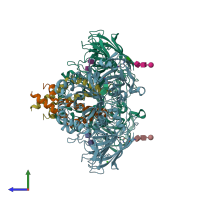 PDB entry 5nxb coloured by chain, side view.