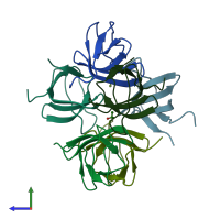 PDB entry 5nxj coloured by chain, side view.