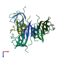 PDB entry 5nxj coloured by chain, top view.