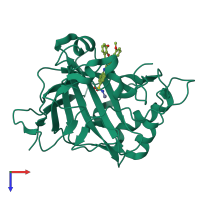 PDB entry 5nxm coloured by chain, top view.