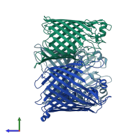 PDB entry 5nxn coloured by chain, side view.