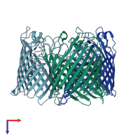 PDB entry 5nxn coloured by chain, top view.