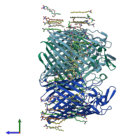 PDB entry 5nxr coloured by chain, side view.