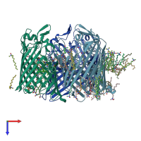 PDB entry 5nxr coloured by chain, top view.