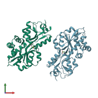 PDB 5nxx coloured by chain and viewed from the front.