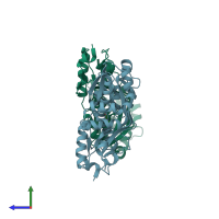 PDB entry 5nxx coloured by chain, side view.