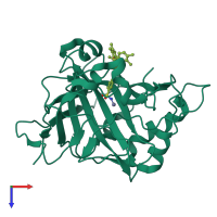 PDB entry 5ny1 coloured by chain, top view.