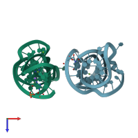 PDB entry 5ny8 coloured by chain, top view.