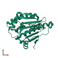 PDB 5nyh coloured by chain and viewed from the front.