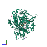 PDB entry 5nzg coloured by chain, side view.